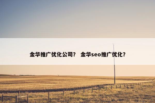 金华推广优化公司？ 金华seo推广优化？